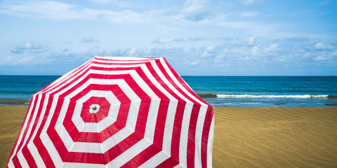sombrilla, sol, playa, vacaciones,